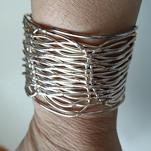 Vintage Silver Gold Tone, Cuff Bracelet - Picture 3 of 6